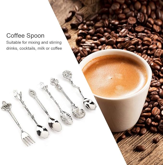 Set of Vintage Coffee Spoons Teaspoons Retro Zinc Alloy