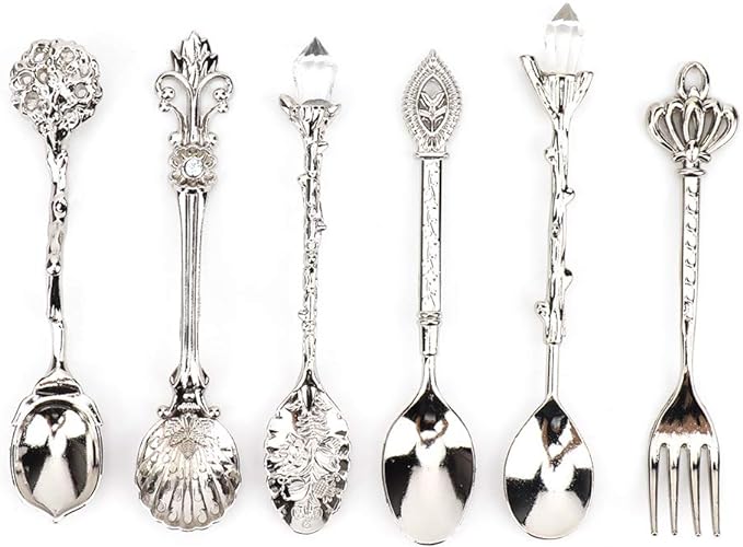 Set of Vintage Coffee Spoons Teaspoons Retro Zinc Alloy
