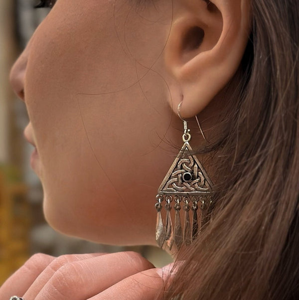 Silver Traditional Triangle Earrings