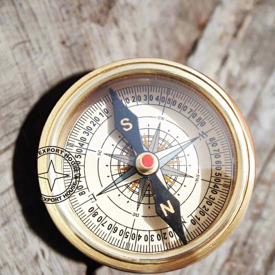 Solid Brass Antique Sundial Compass Kelvin & Hughes London(1917)