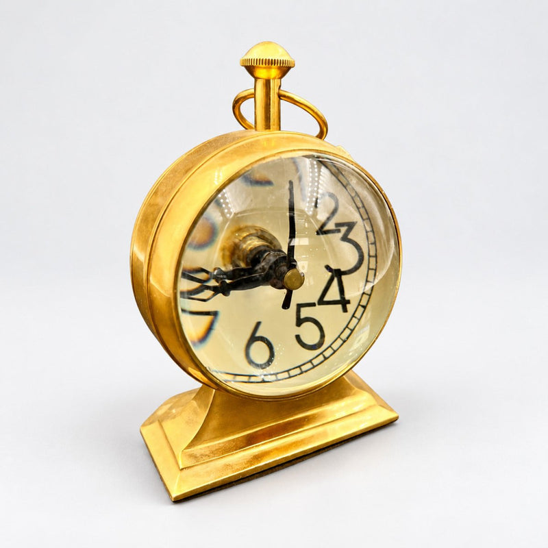 Solid Brass Desk Clock with Rectangular Base