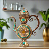 Solid Brass With Gemstones Arabian Coffee Pot Dalleh دلة قهوة