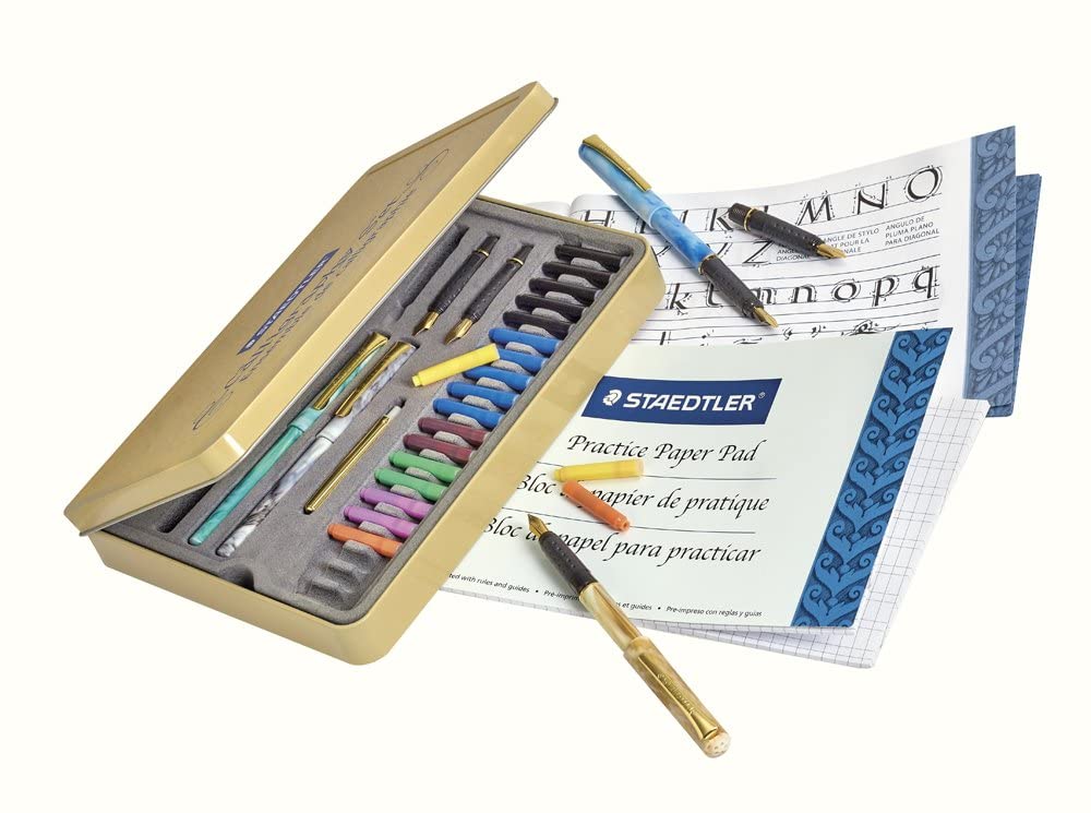 STAEDTLER calligraphy pen set, Complete 33 piece tin, ideal for all skill levels