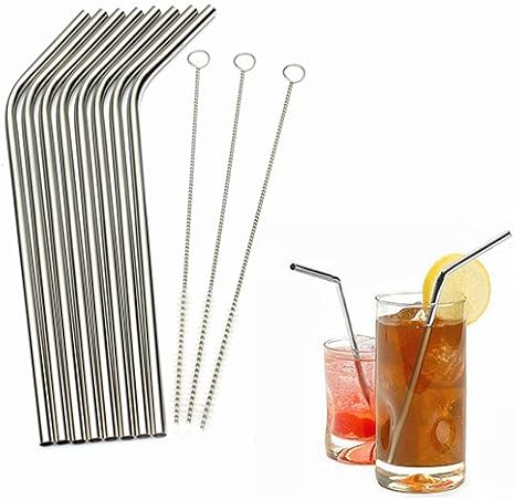 Stainless Steel Metal Drinking Straw Reusable Straw with Cleaner Brush Kit