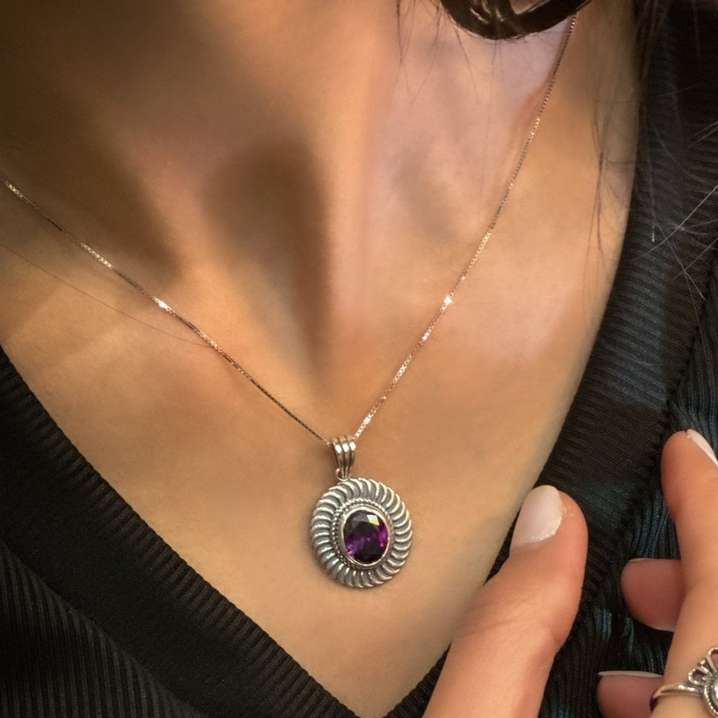 Sterling Silver Amethyst Genstone Necklace