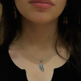 Sterling Silver Olive Leaf Necklace with Marcasrite