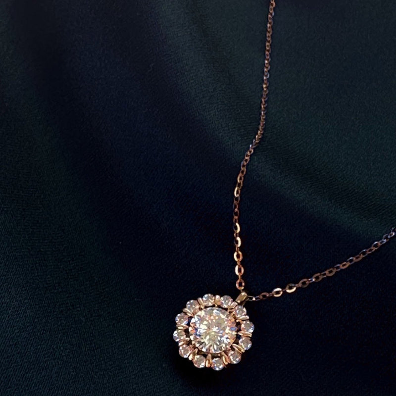 Sterling Silver Rose Gold Vermiel Zircon Necklace Pendant