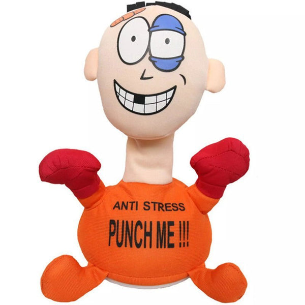 Stress Relief Toys, Electric Anti Stress Punch Me Plush Doll, Desktop Punching Bag Anger Management Toys, Interactive Vent Emotion Toy with Screaming Sound