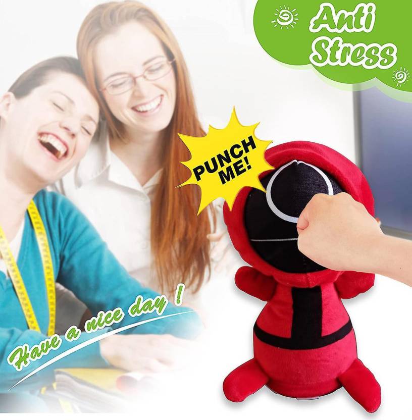 Stress Relief Toys, Electric Anti Stress Punch Me Plush Doll Squid Game