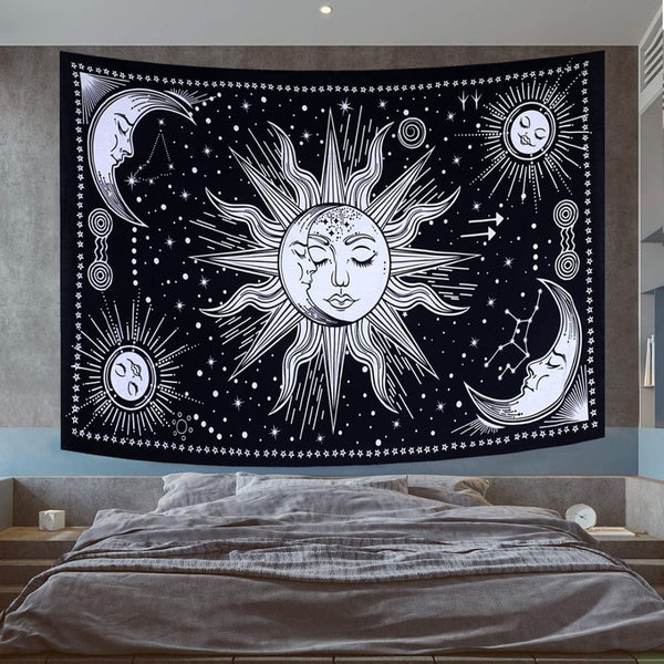 Sun And Moon Tapestry Psychedelic Background Wall Hanging