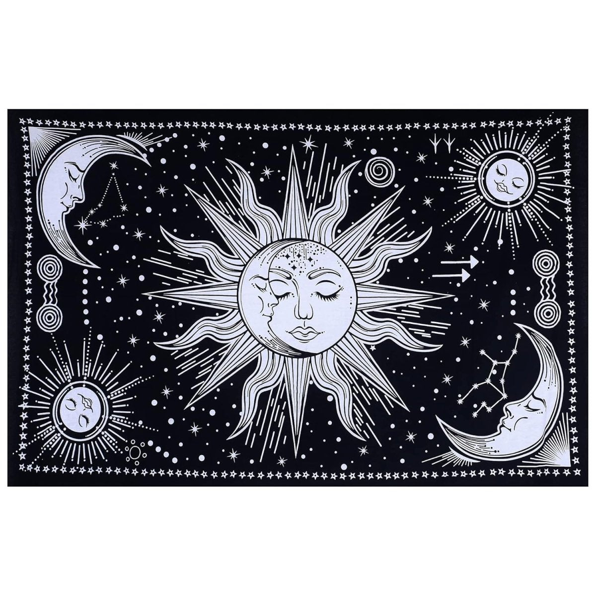Sun And Moon Tapestry Psychedelic Background Wall Hanging