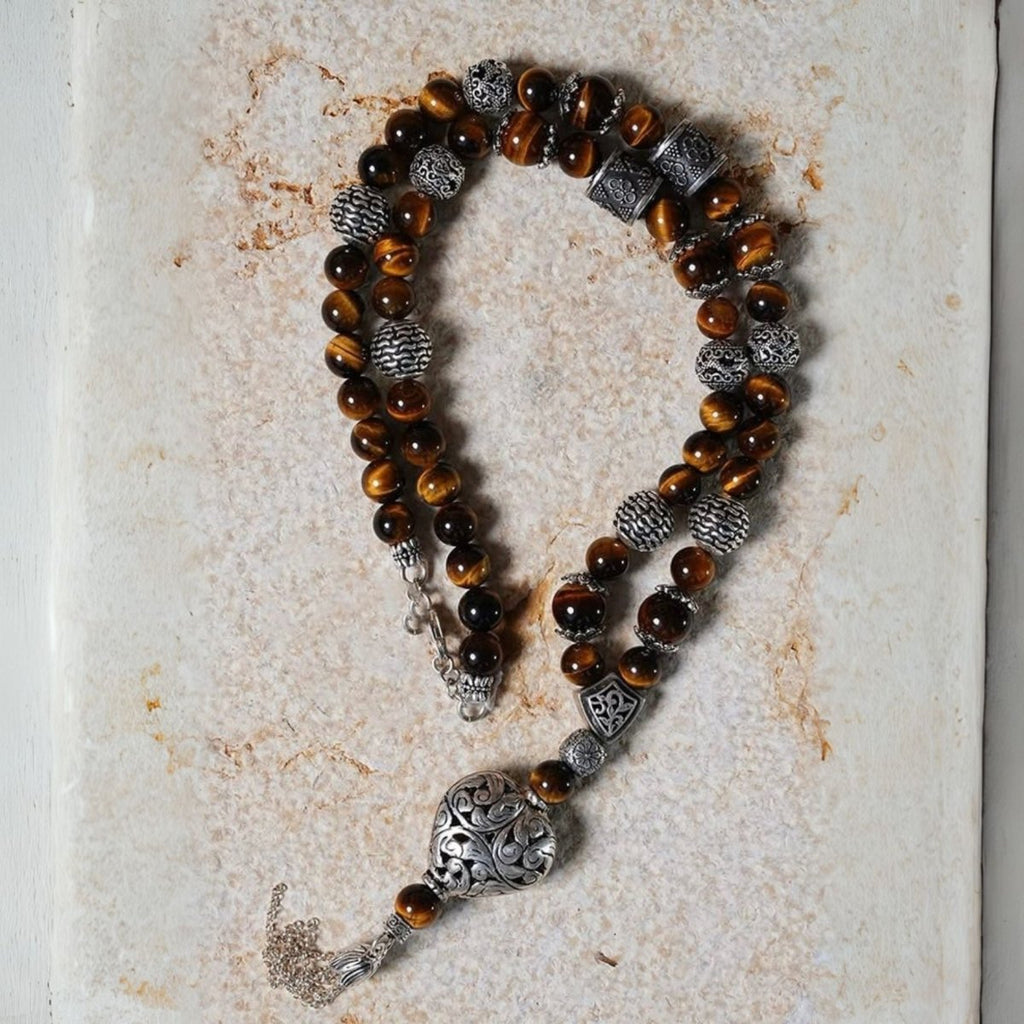 Tiger Eye's Stone Necklace with Silver