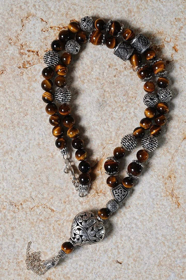 Tiger Eye's Stone Necklace with Silver