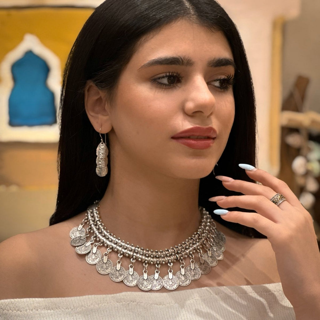 Traditional Heritage Arabic Silver Necklace