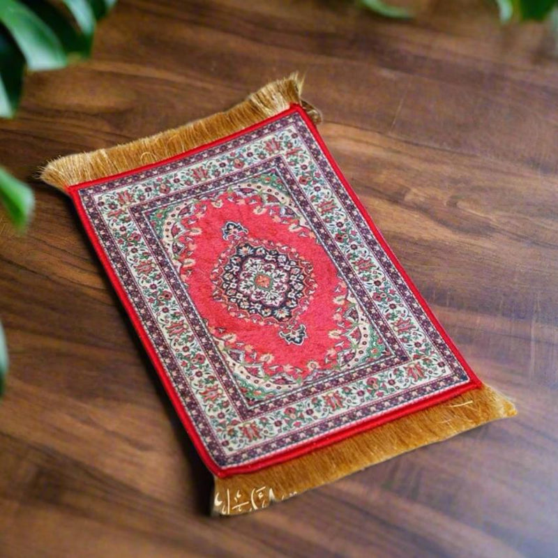 Red Oriental Rug-Style Mouse Pad with Center Medallion