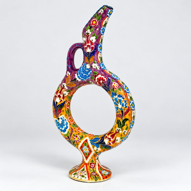 Hand-Painted Turkish Hittite Ceramic Vase & Pitcher
