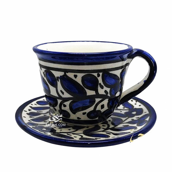 Turkish Coffee Ceramic Floral Blue Hand painted - STLESS