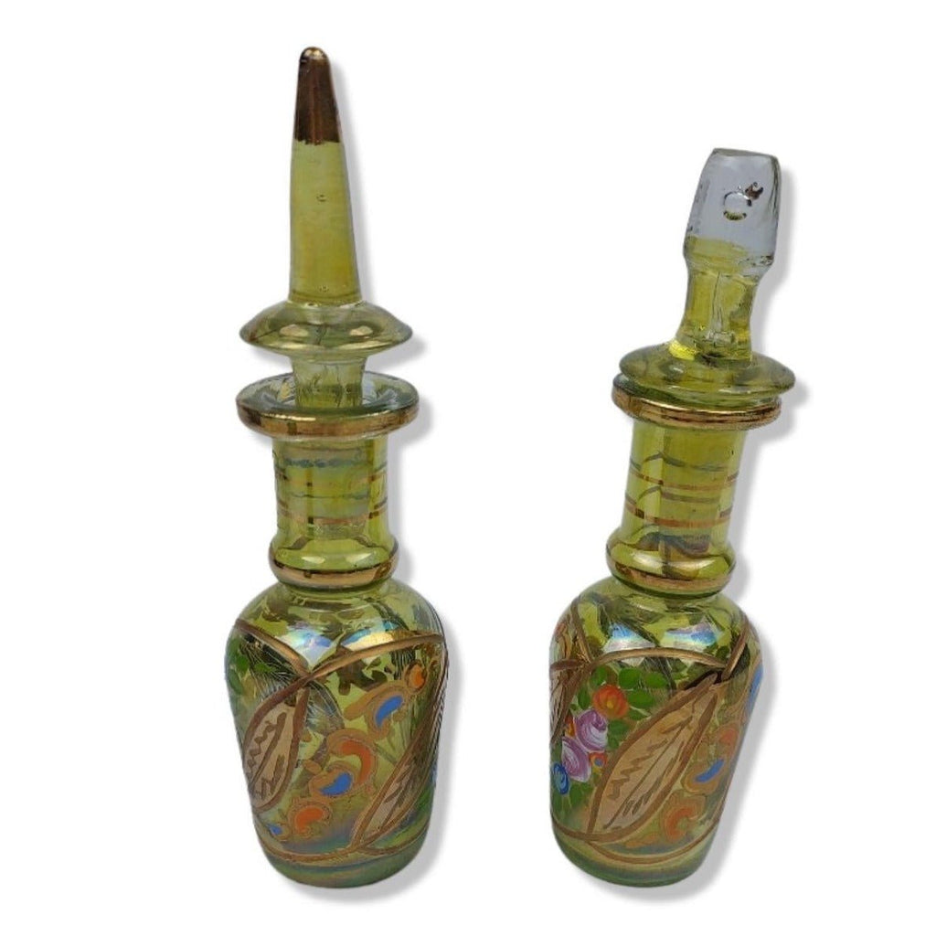 Two Perfume Oil Skin Touch Glass Bottle Hand made Stress