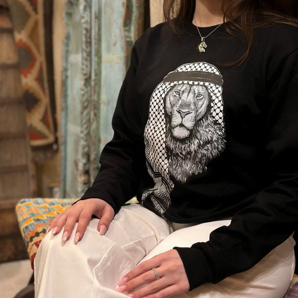 Unisex Lion Wearing Hatta Hoodie Sweatshirt