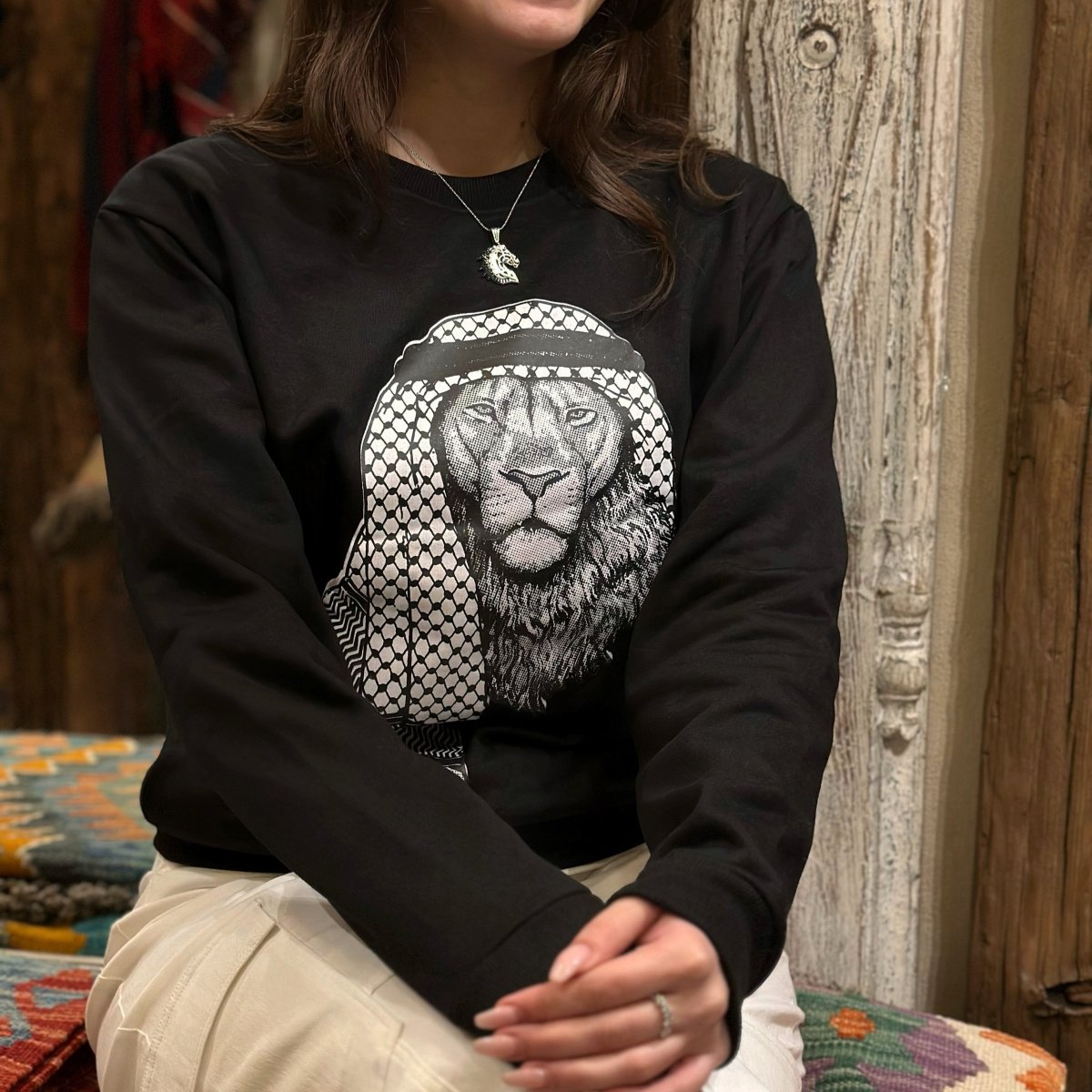 Unisex Lion Wearing Hatta Hoodie Sweatshirt