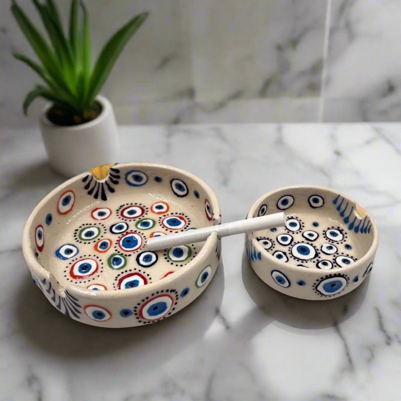 White Blue Eye Ashtray