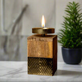 Wooden Candle Holder With Brass Luxury
