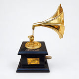 Wooden Mini Brass Gramophone - Free Engraving