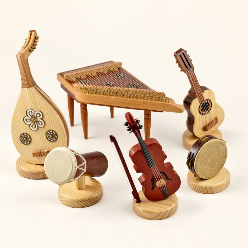 Wooden Musical Instruments Set - 6 Pcs - Free Writing On The Box