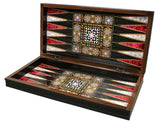 Wooden Backgammon and Chess with Stones, chips and dice