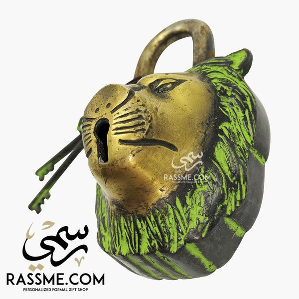 Solid Brass Indian Padlock Lion Functional Antique Keys Locker