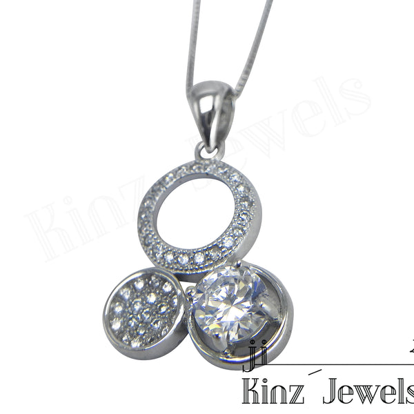 Sterling Silver Three Circles Cubic Zircon Necklace