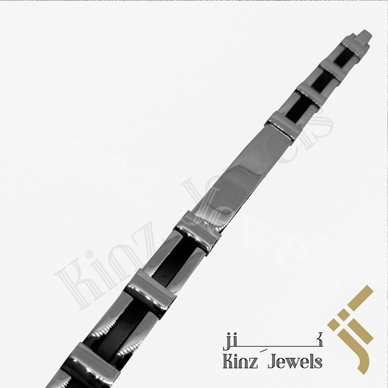 Personalized Bold Man High Quality Stainless Steel Rubber Bracelet