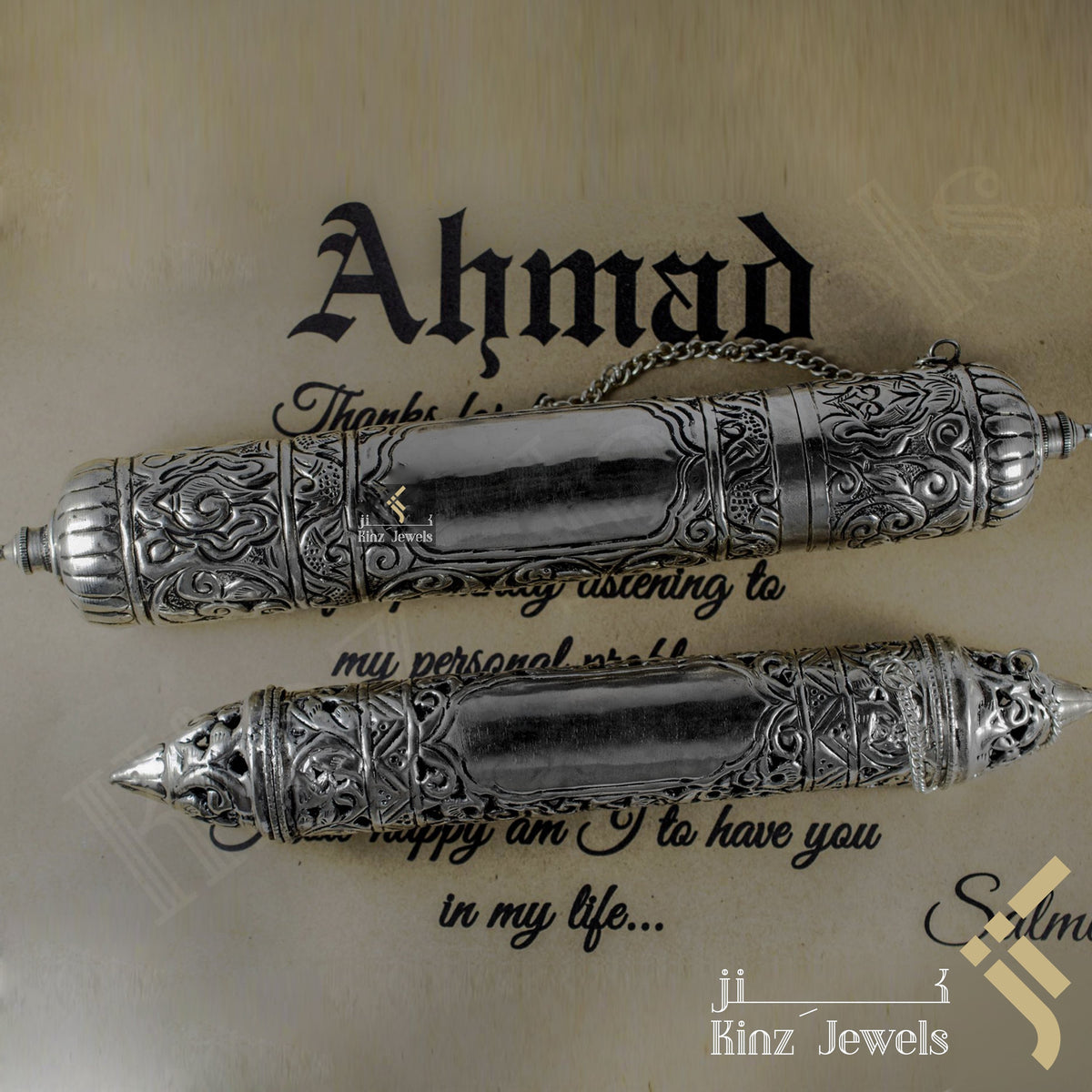 Personalized Letter Medieval Scroll With Parchment Metal Outside Engraving