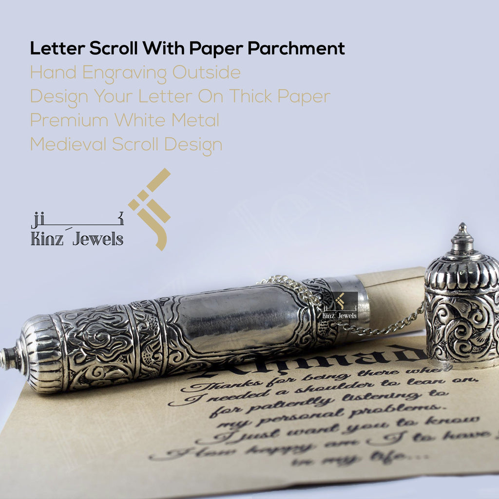 Personalized Letter Medieval Scroll With Parchment Metal Outside Engraving