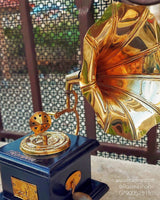 Wooden Mini Brass Gramophone - Free Engraving