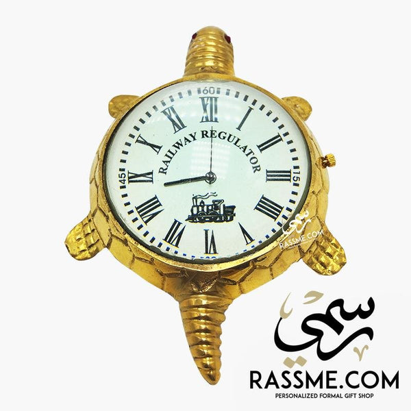 Solid Brass Indian Turtle Desk Clock Magnifier Navy Ship - Free Engraving