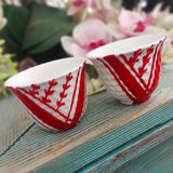 White and Red KUFIYA CERAMIC COFFEE CUP 3.5 OZ