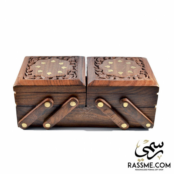 Indian Handcrafted Wooden with Brass Jewelry Box