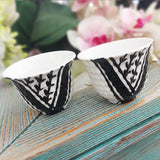 White and Black KUFIYA CERAMIC COFFEE CUP 3.5 OZ