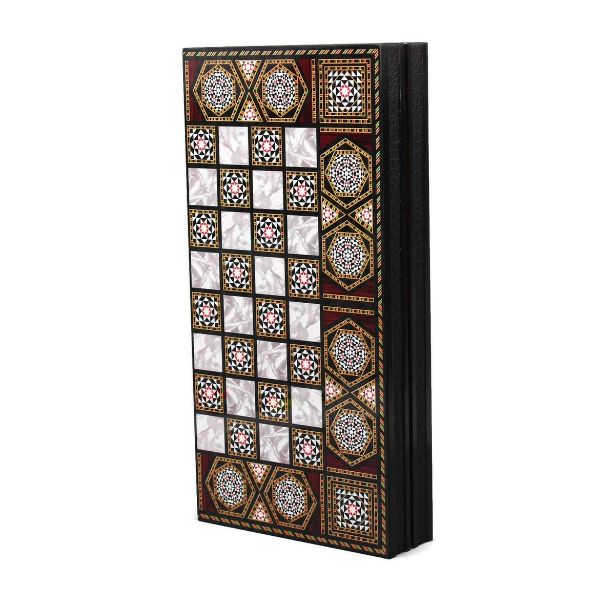 Wooden Backgammon and Chess with Stones, chips and dice