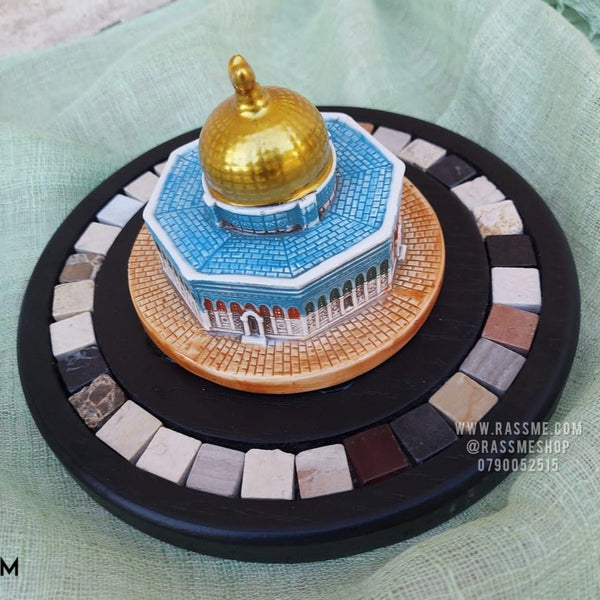 The Dome of the Rock Model Wooden Base with Real stones مجسم قبة الصخرة