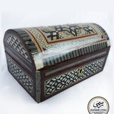 Wooden Arabesque Inlay Box with Curved Lid