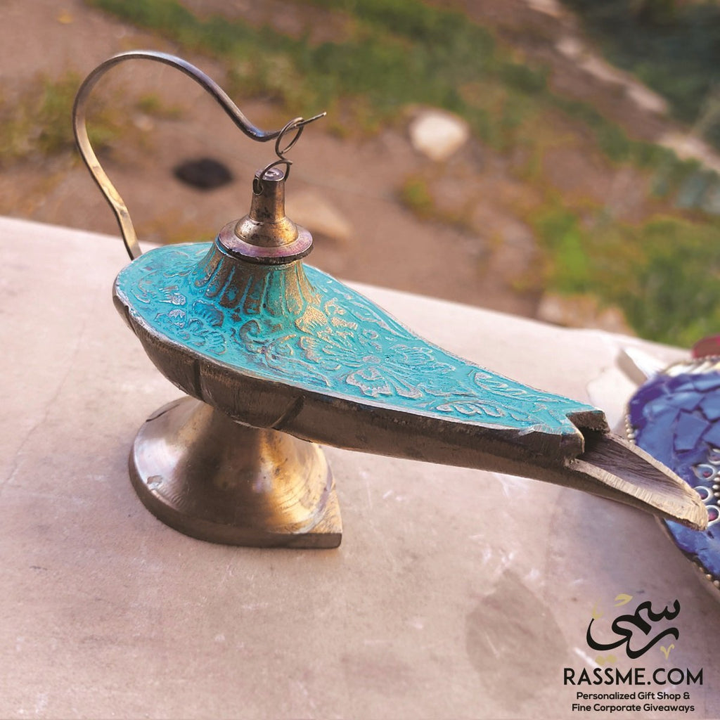 Aladdin Magical Lamp Brass & Genuine Turquoise