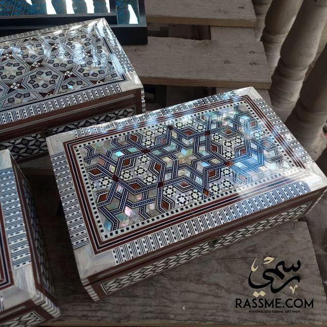 Handcrafted Premium Arabisc Mosaics Mother Of Pearl Jewelry Box Big Star with key
