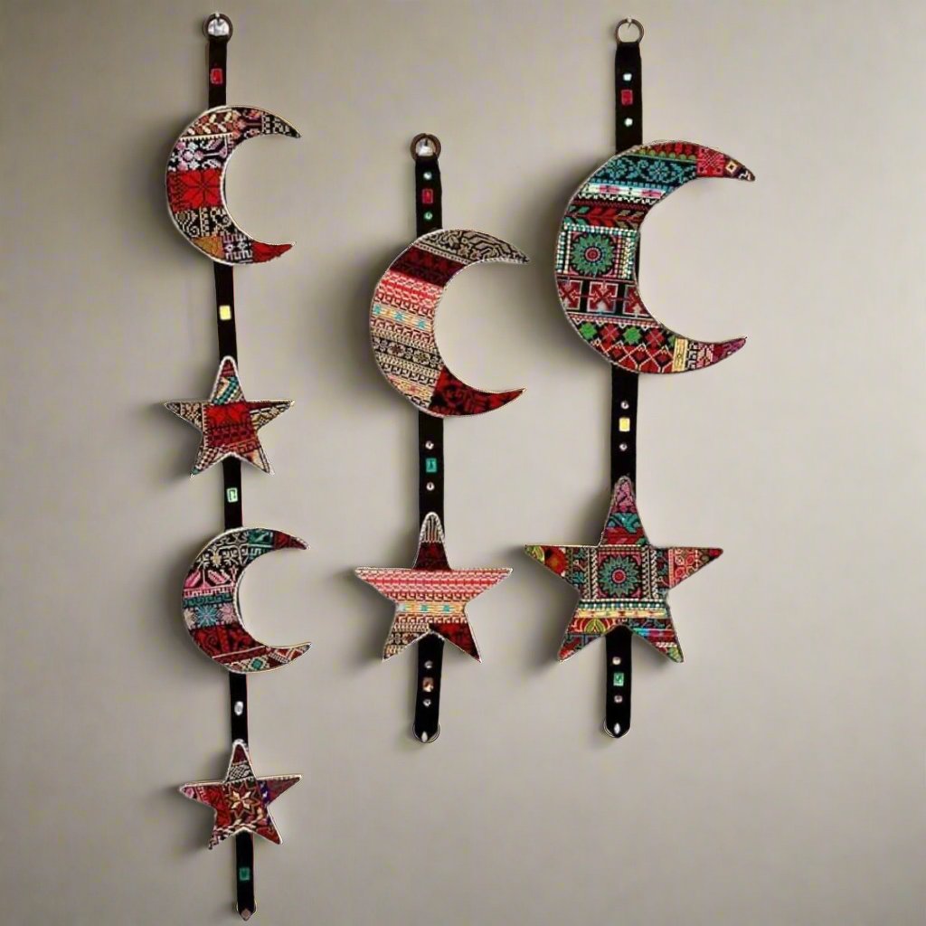 Tatreez Embroidery Crescent And Star Strap Wall Hanging Decor