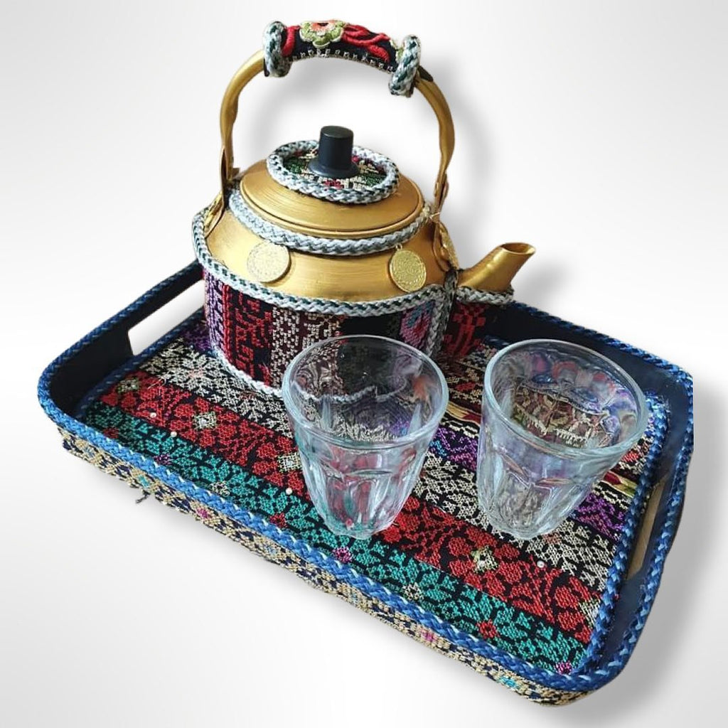 Tatreez Embroidery Tea Set With Tray