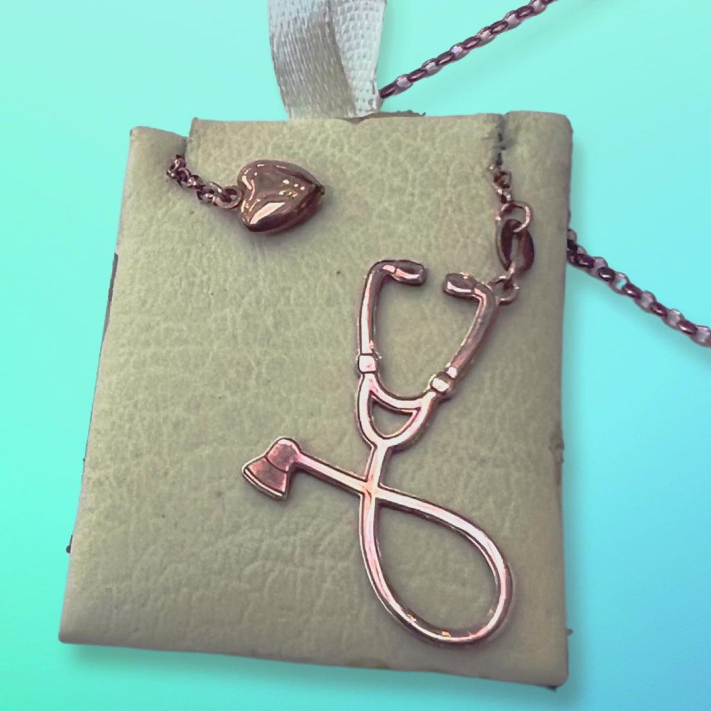 Silver Rose Gold Stethoscope Necklace