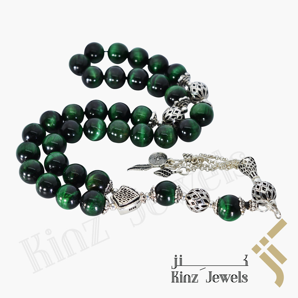 Kinz Silver Prayer Beads Malachite