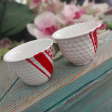 White and Red KUFIYA CERAMIC COFFEE CUP 3.5 OZ