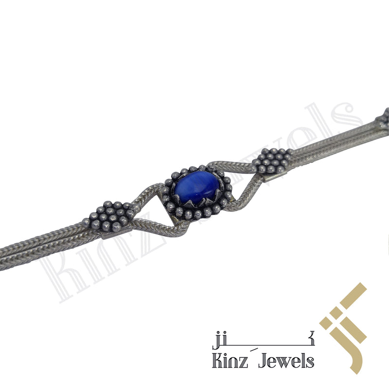 Sterling Silver Vintage Hauyne Stone Bracelet